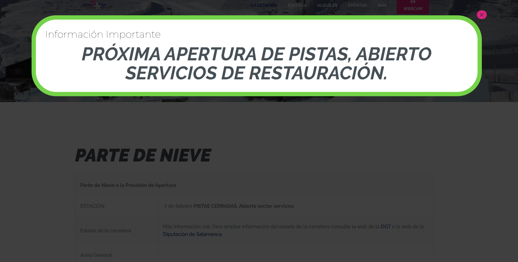 covatilla proxima apertura